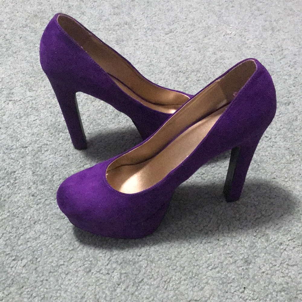 Purple suede heels
